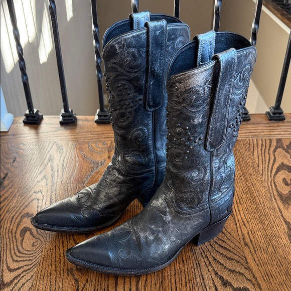 Lucchese Shoes - Lucchese Diva Agata Limited Edition, Rare black studded/metallic boots size 8B
